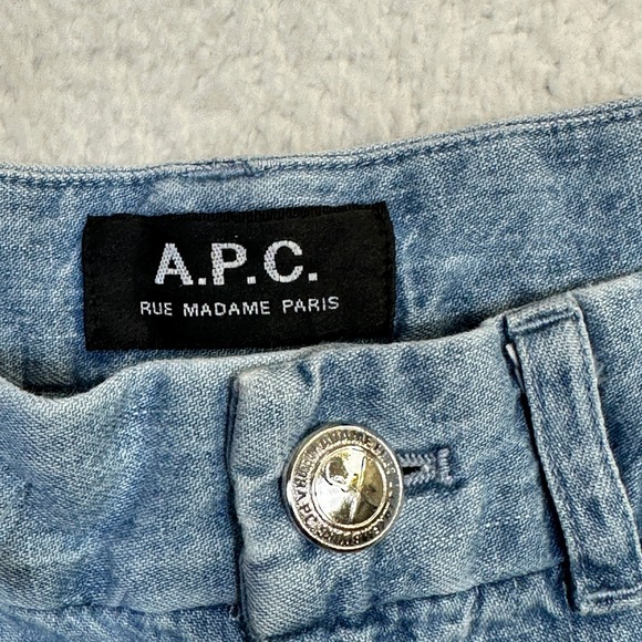 A.P.C. Jeans Women Light Wash Wide Leg Denim Pants Size 24 Made in Tunisia - Picture 6 of 9